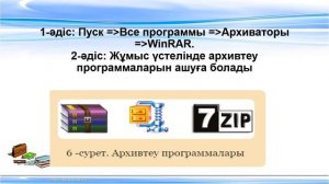 7 сынып. Әртүрлі форматтағы файлдарды архивтеу, архивтен шығару