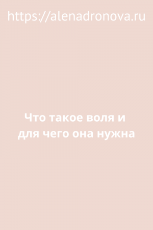 Что такое воля и для чего она нужна