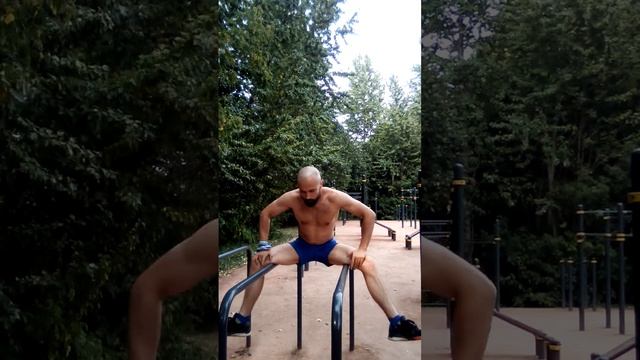 #thighs stretching using parallel bars #calistenics #fit #fitnessmotivation