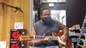 Playing a Gretsch G2215-P90 Streamliner Junior Jet Club at Guitar Center in Las Vegas NV