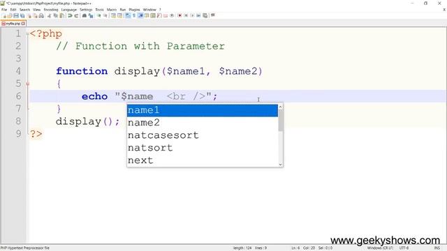 Function with Parameter in PHP (Hindi)