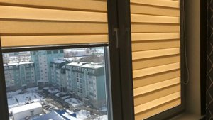 Кассетные рулонные шторы Уни 2 Зебра (День-ночь), в ткани Зебра Шайн бежевый