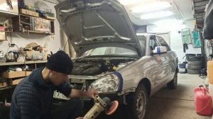Полировка фар на Приоре!!