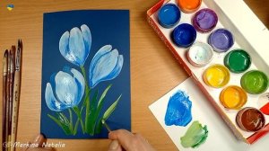 ГУАШЬ / АКРИЛ | ВЕСНА начинается с ЦВЕТОВ! Рисуем КРОКУСЫ красками очень просто |