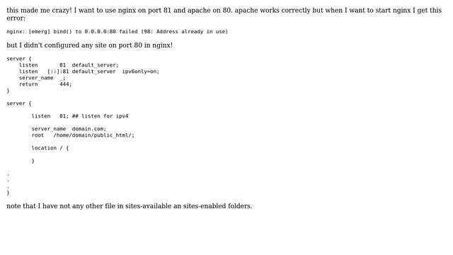 DevOps & SysAdmins: nginx - [emerg] bind() to 0.0.0.0:80 failed (98: Address already in use) смотреть онлайн