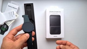 Распаковка Samsung Galaxy Watch 4  (44мм) "ОЛИВКОВЫЕ" и Samsung Wireless Charger Duo P4300