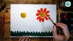 Как нарисовать 2 Цветка | Простые рисунки красками | Урок рисования для детей