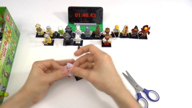 Распаковка и сборка коллекционных LEGO минифигурок на время. Серия 13 коробка 60 штук. смотреть онлайн