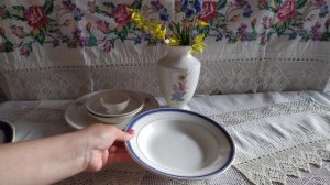 Винтажная посуда из дома моей бабушки. Фаянс Буды из 60-х. Винтажный текстиль.