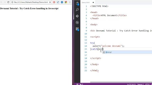 JavaScript Error Handling Try Catch Throw