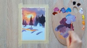 Зимний пейзаж красками легкий. Как нарисовать зимний пейзаж красками