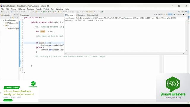 Java Conditional Statement - Code Example in Eclipse