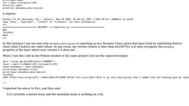 GIS: AttributeError: 'Layer' object has no attribute 'metadata' from ArcPy with ArcGIS Pro смотреть онлайн