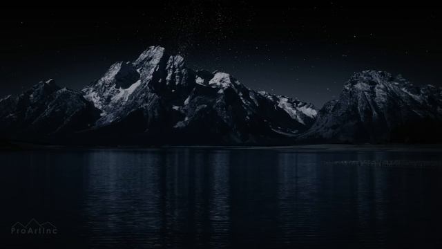 8 Hours Nighttime Ambience - 4K Grand Teton And Milky Way - Nature Soundscapes