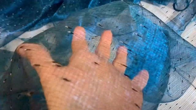 Органза в мелкую клеточку цвета морской волны для спальни и зала. Ткань тюлевая арт.DOMTEX 162 смотреть онлайн