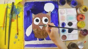 Как нарисовать сову - урок рисования для детей 4-6 лет. Дети рисуют совушку поэтапно