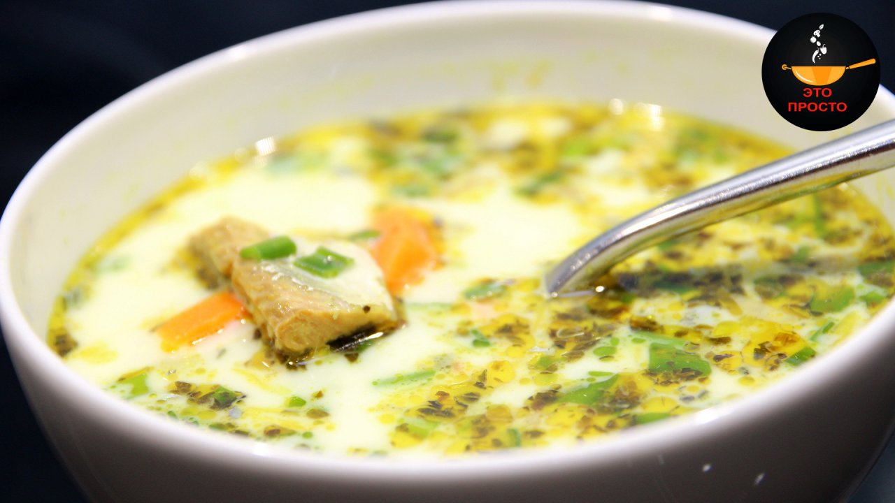 Как приготовить суп из рыбных консервов с сыром