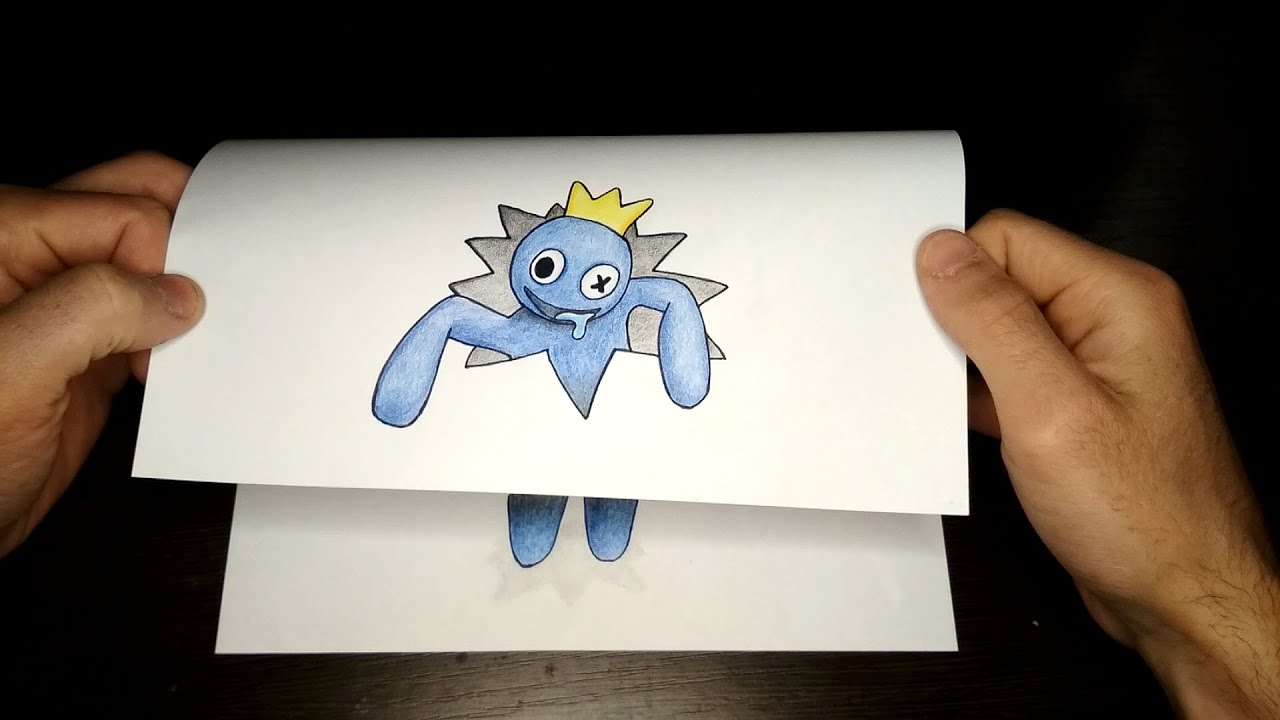Синий радужный друг рисовать