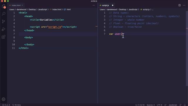 JavaScript 2021 Tutorial 2 - Variables (part 1)