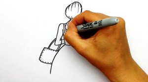 Как нарисовать ДЕВУШКУ в платье с сумочкой. Рисуем красивую Девушку простым способом. #519