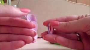 Канзаши для начинающих.Острый двухцветный лепесток Канзаши из ленты шириной 5см