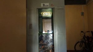(Необычная обшивка кабины) Лифт МосЛифт @ Ул. 1-я Парковая, 8