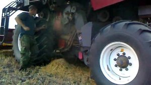 Комбайн Палессе GS10 "забило грохот на уборки Нута."