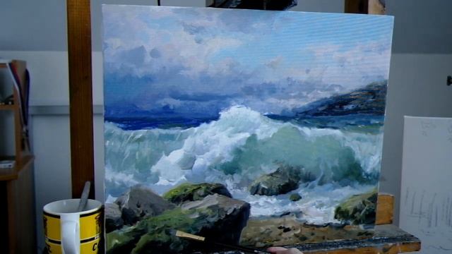 Живопись маслом. Морской этюд за 2 часа Пишем по памяти импровизируя. смотреть онлайн