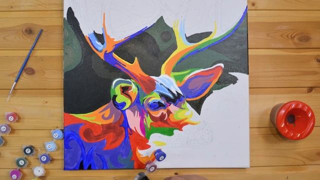 Картина по номерам / Радужный олень / ВЕСЬ ПРОЦЕСС / Paint by numbers DIY смотреть онлайн