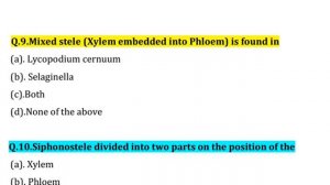 STELLAR SYSTEM IN PTERIDOPHYTES ( TOP 20 MCQs)