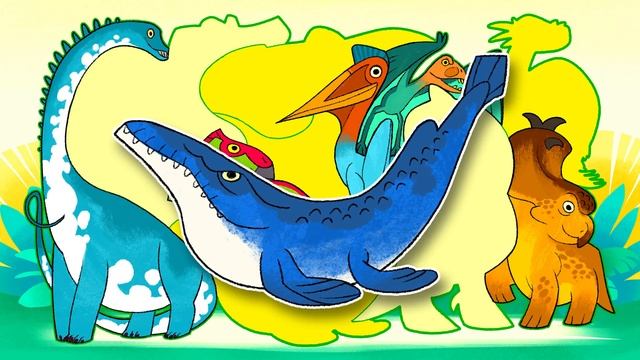 Learn Dinosaur Names and Sounds | Dinosaurs Cartoon | Dimorphodon Diplodocus Mosasaurus Spinosaurus