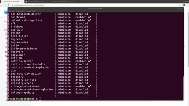 Enabling the Kubernetes Dashboard and the metrics-server
