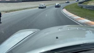 Citroen DS chasing rare Citroen ID 19 Normale at the Zandvoort Grand Prix track