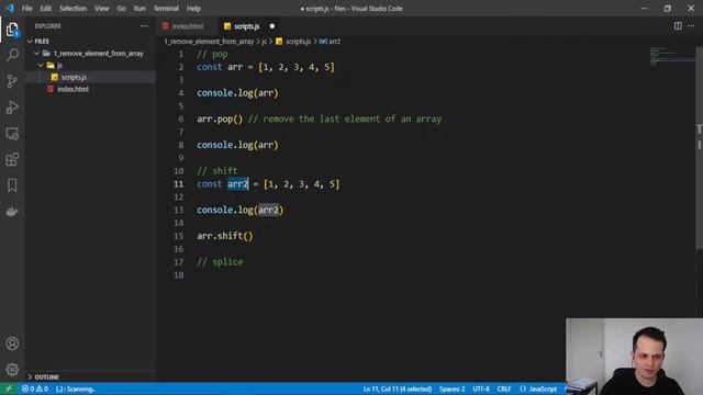 How to remove an element from an array with JavaScript смотреть онлайн