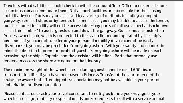 Princess Cruises Must Knows for Disabled or those with Special Needs