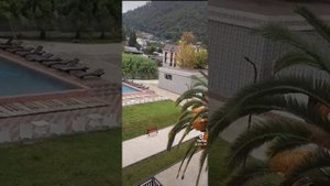 Абхазия. город Новый Афон. Отель Родина - съёмка с балкона нашего номера. Погода пасмурная. Гроза.