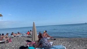 Пляж отеля Родина Новый Афон по просьбам трудящихся. Абхазия 2021