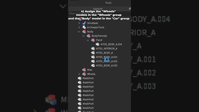 [ROBLOX TUTORIAL] How to Do Collision Groups for A-Chassis Cars #shorts