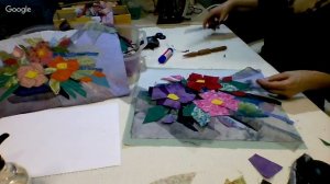 Пэчворк Спонтанная живопись из лоскутков. Панно с цветами. Лариса Банакина