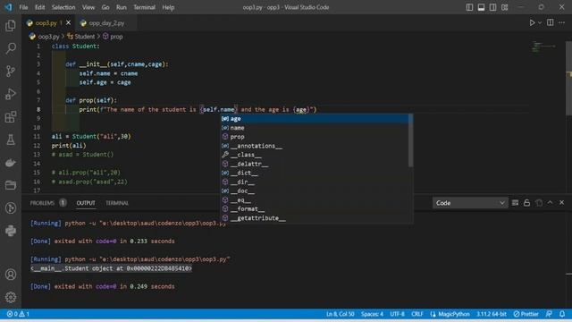 #71 __init__ python function and self parameter || Python Course For Absolutely Beginners