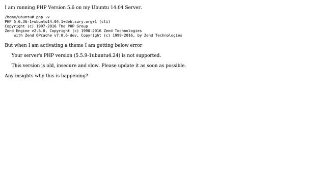 Wordpress: Wordpress and PHP Version Upgrade issue