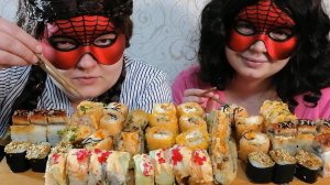 АСМР ИТИНГ Суши Роллы с угрем и Горячие Роллы (Звуки Еды) ASMR EATING Sushi Roll Мукбанг не Болталка