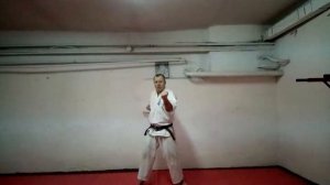 Базовая техника на 9 кю. Оранжевый пояс с синей полоской