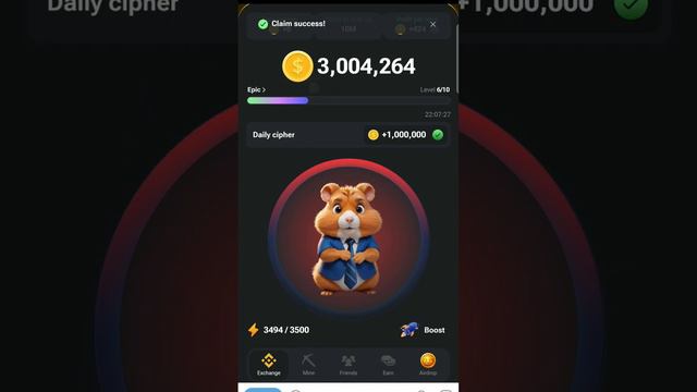 Unlock hamster kombat daily cipher Jun 10 code for 1 million coins (Код 10 июня)