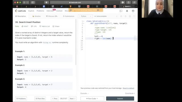 Search Insert Position | LeetCode 35 | Python | Amazon| Technical Interview