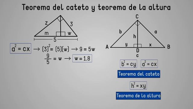 Hallar los valores de m, w y z | Teorema del cateto | Teorema de la altura | Euclides | Ejemplo 10 смотреть онлайн