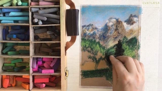 ?️Не спеша рисую горы сухой пастелью на крафт бумаге, по мотивам Томаса Морана?Soft Pastels mungyo смотреть онлайн
