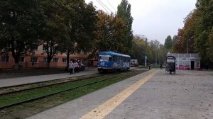 Трамвай Татра Т6В5 и Татра Т3 в ж/м Школьный