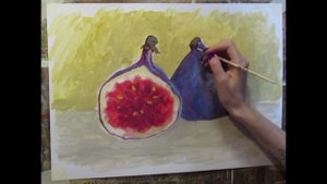 Гуашь. Рисование гуашью. Этюд с инжиром.