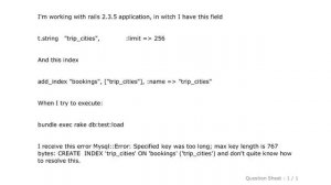 MySQL : Mysql::Error: Specified key was too long; max key length is 767 bytes: CREATE INDEX